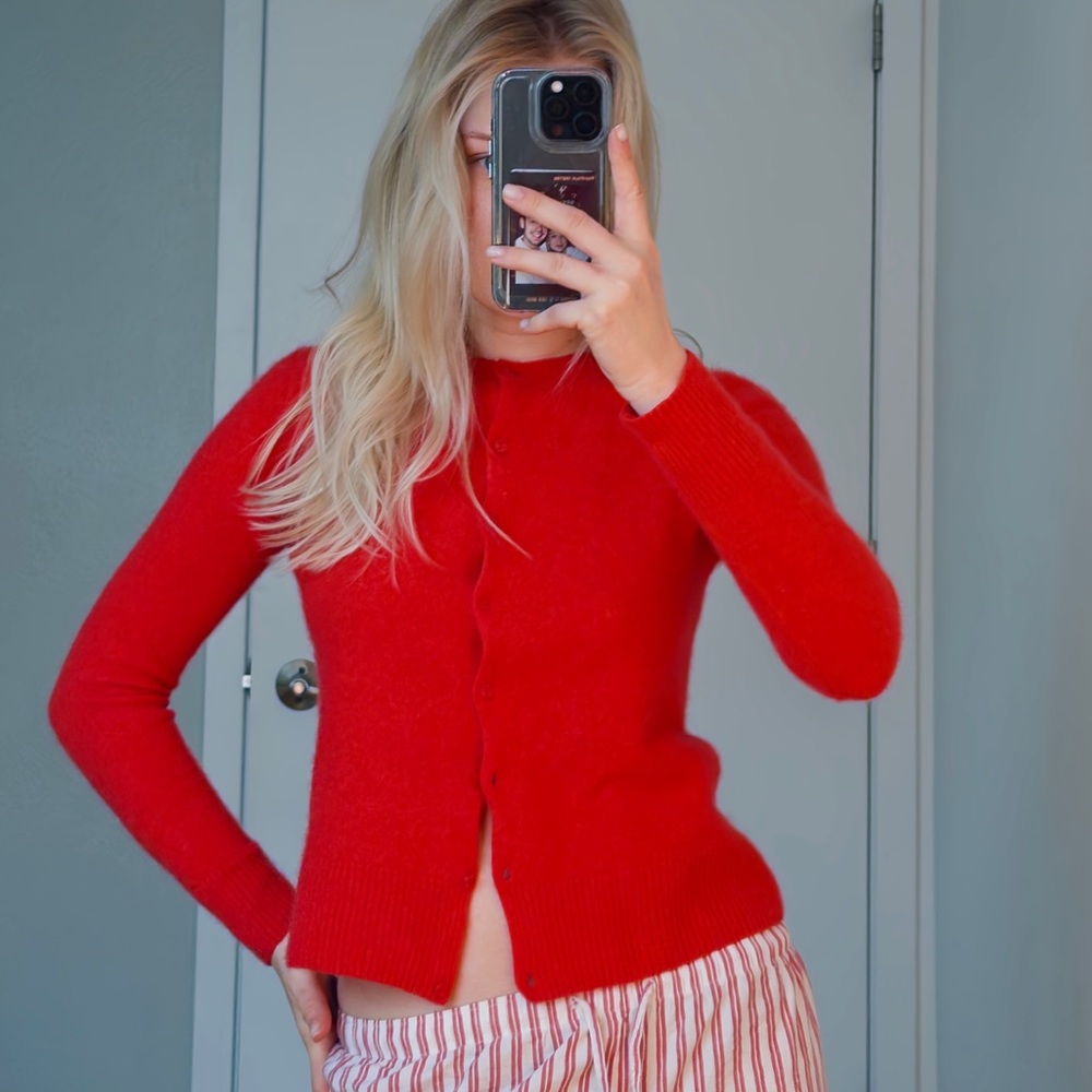 Saks Fifth Avenue Vibrant Red Cardigan